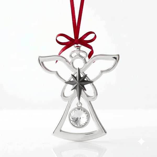 Birthstone Pewter Angels Ornament April / Diamond