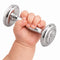 Krysaliis Silver Plate Dumbell Rattle - Teddy Rope