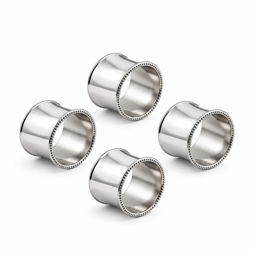 Krysaliis Silver Plate Beaded Napkin Rings - Set of 4
