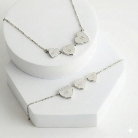 Mysha Personalized Triple Serenade Heart Pendant
