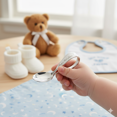 Bent Curved Sterling Silver Baby Spoon by Krysaliis