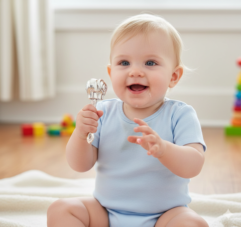 Krysaliis Sterling Silver Baby Rattle - Elephant