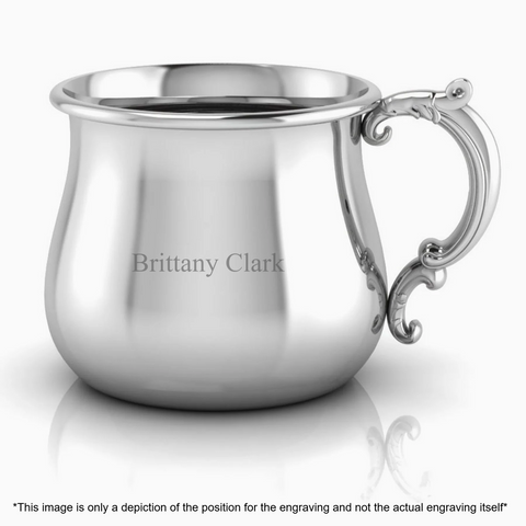 Krysaliis Victorian Silver Baby Cup — Sterling Silver Layer, Personalized Engraved Baby Keepsake Gift