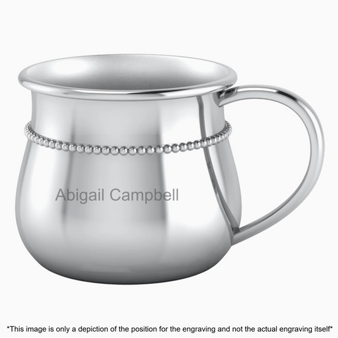 Krysaliis Classic Bulge Silver Plated Baby Cup - Beaded