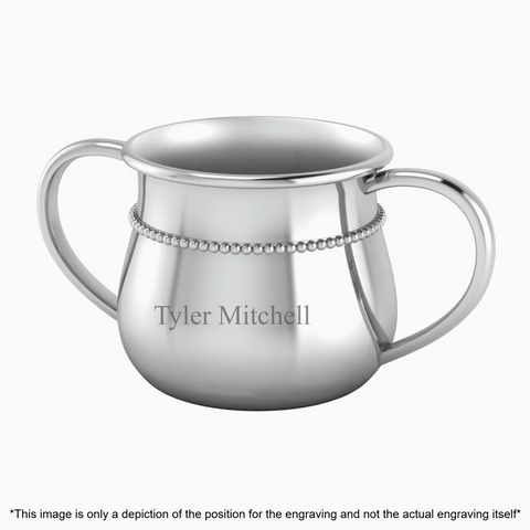 Krysaliis Beaded 2 Handle Baby Cup in High Micron Sterling Silver Layer