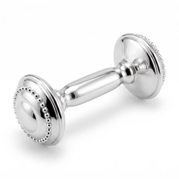 Krysaliis Sterling Silver Pearl Dumbbell Rattle