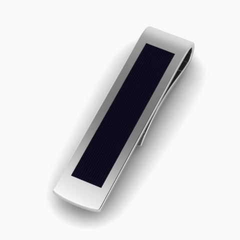 Krysaliis Sterling Silver Moda Black Square Cufflink & Tie Clip Set