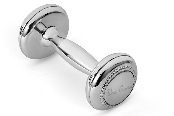 Krysaliis Sterling Silver Dumbbell Rattle -Beaded