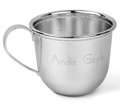 Krysaliis Silver Plate Beaded Cup & Spoon-Fork Baby Gift Set