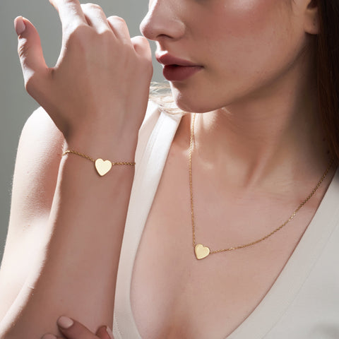 Mysha Personalized Eternal Initial Heart Pendant & Bracelet Set