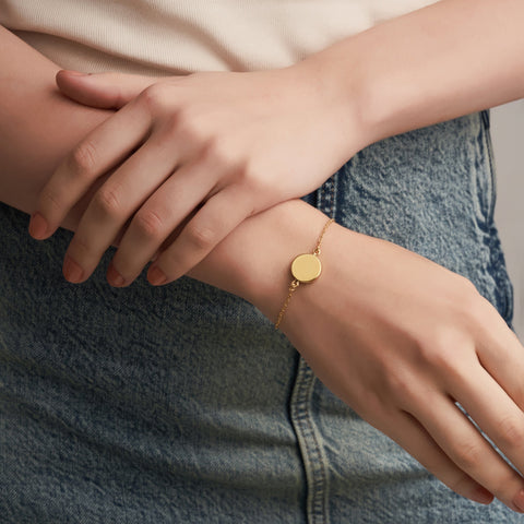 Mysha Personalized Eternal Initial Circle Pendant & Bracelet Set