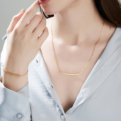 Mysha Personalized Curved Bar Pendant & Bracelet Set