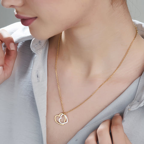 Mysha Love in Bloom Dual Mixed Metal Heart Ring Pendant