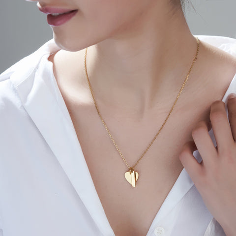 Mysha Personalized Bar and Heart Pendant