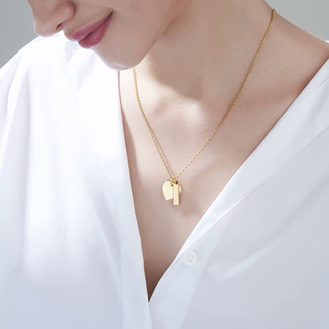 Mysha Personalized Bar and Heart Pendant