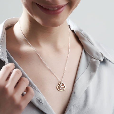 Mysha Love in Bloom Triple Heart Ring Pendant - Mixed Metal