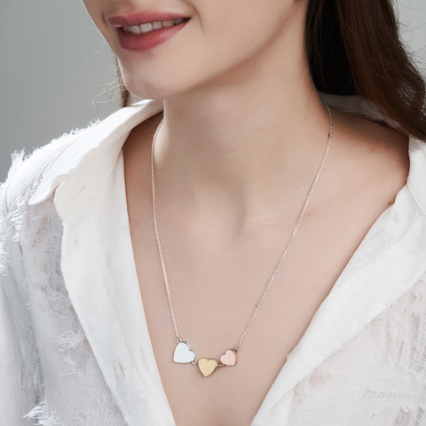 Mysha Personalized Triple Mixed Metal Serenade Heart Pendant