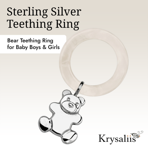 Krysaliis Sterling Silver Bear Teething Ring