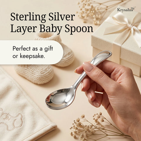 Krysaliis Beaded High Micron Sterling Silver Layer Baby Spoon