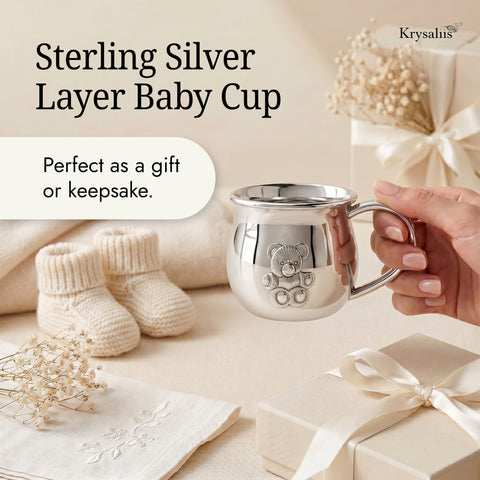 Krysaliis Teddy Embossed Bulge Cup in High Micron Sterling Silver Layer