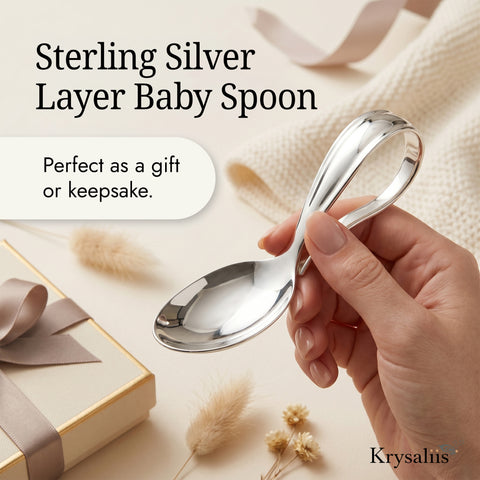 Krysaliis Bent Curved High Micron Sterling Silver Layer Baby Spoon