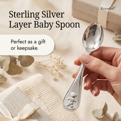 Krysaliis Sterling Silver Bear Baby Spoon