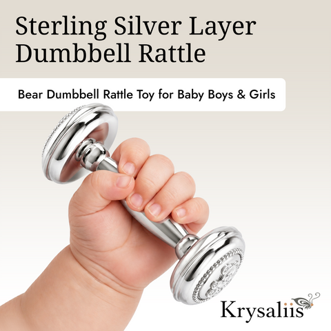 Krysaliis Bear Baby Rattle in High Micron Sterling Silver Layer