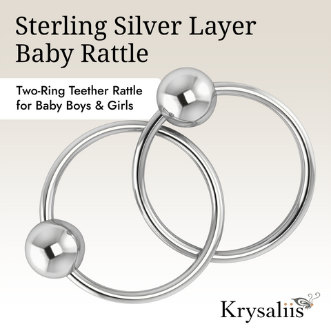 Krysaliis 2-Ring Baby Teether in High Micron Sterling Silver Layer