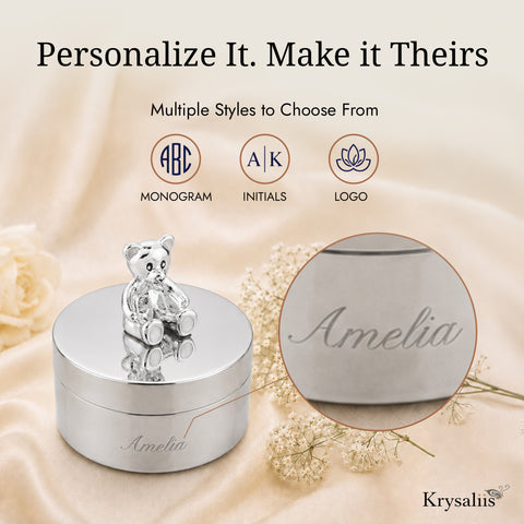 Krysaliis Silver Plate Teddy Bear Keepsake Box