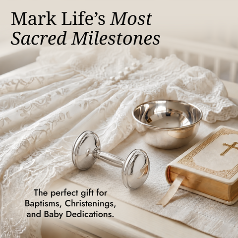 Classic Silver Plate Dumbbell Baby Rattle – Premium Newborn Gift