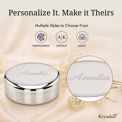 Krysaliis Sterling Silver Round Keepsake Box