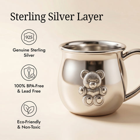 Krysaliis Teddy Embossed Bulge Cup in High Micron Sterling Silver Layer