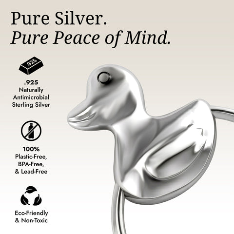 Krysaliis Sterling Silver Baby Rattle - Duck Ring