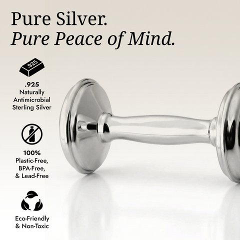 Krysaliis Sterling Silver Dumbbell Baby Rattle