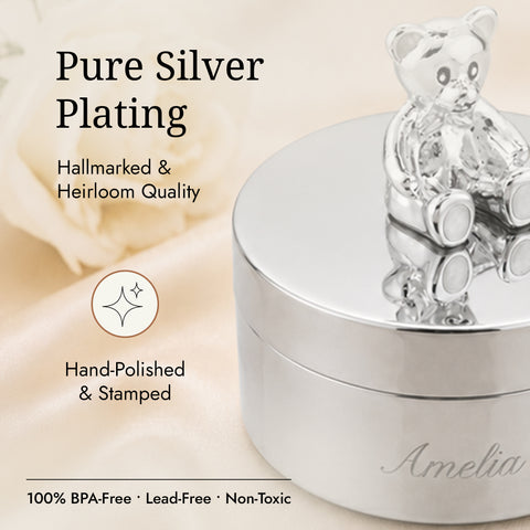 Krysaliis Silver Plate Teddy Bear Keepsake Box