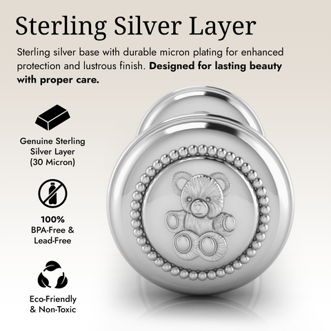 Krysaliis Bear Baby Rattle in High Micron Sterling Silver Layer
