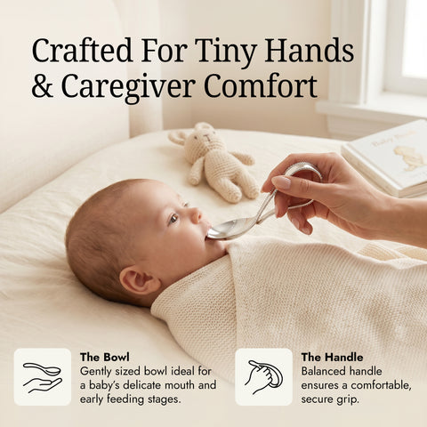 Beaded Loop Sterling Silver Baby Feeding Spoon by Krysaliis