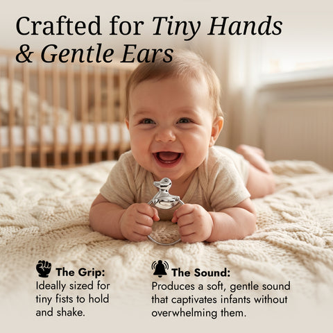 Krysaliis Sterling Silver Baby Rattle - Duck Ring