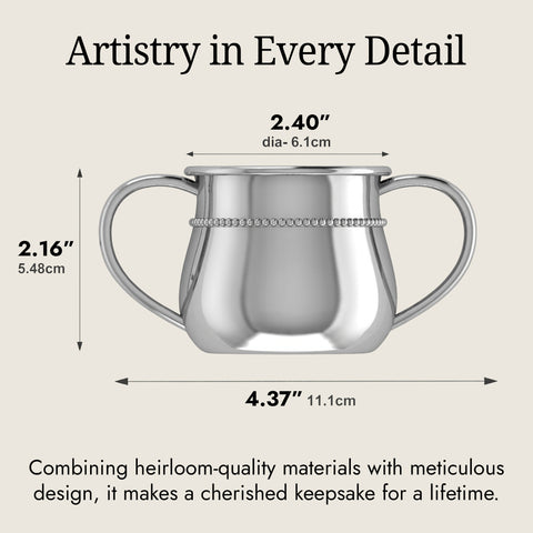 Krysaliis Beaded 2 Handle Baby Cup in High Micron Sterling Silver Layer