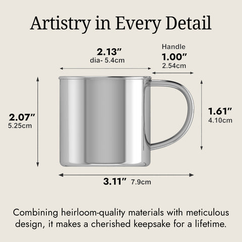Krysaliis Classic Silver Baby Cup — Sterling Silver Layer, Personalized Engraved Baby Keepsake Gift