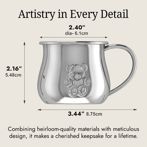 Krysaliis Teddy Embossed Bulge Cup in High Micron Sterling Silver Layer