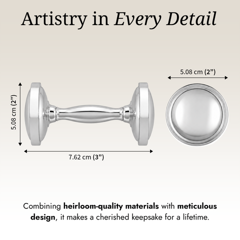 Classic Silver Plate Dumbbell Baby Rattle – Premium Newborn Gift