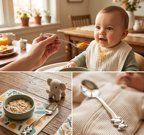 Krysaliis Teddy Sterling Silver Baby Spoon for Newborns