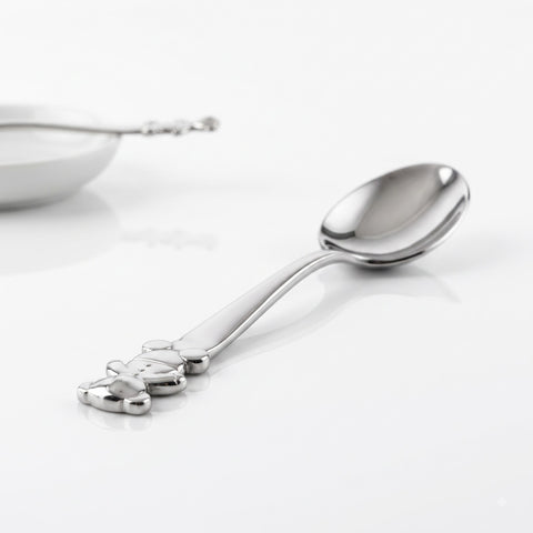 Krysaliis Teddy Sterling Silver Baby Spoon for Newborns