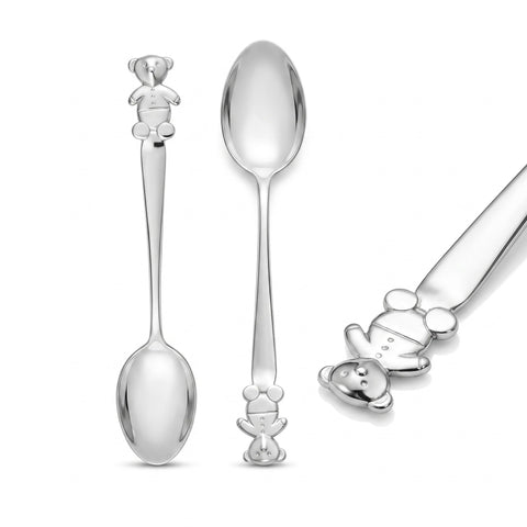 Krysaliis Teddy Sterling Silver Baby Spoon for Newborns