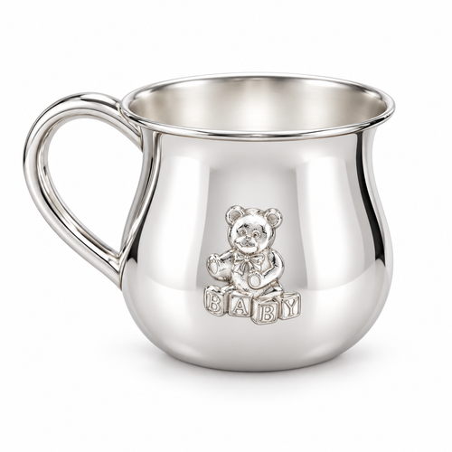 Krysaliis Sterling Silver Baby Cup - Teddy Embossed
