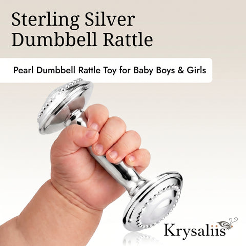 Krysaliis Sterling Silver Pearl Dumbbell Rattle