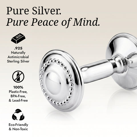Krysaliis Sterling Silver Pearl Dumbbell Rattle