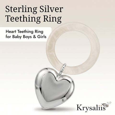 Krysaliis Sterling Silver Baby Rattle - Heart