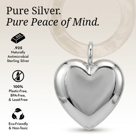 Krysaliis Sterling Silver Baby Rattle - Heart